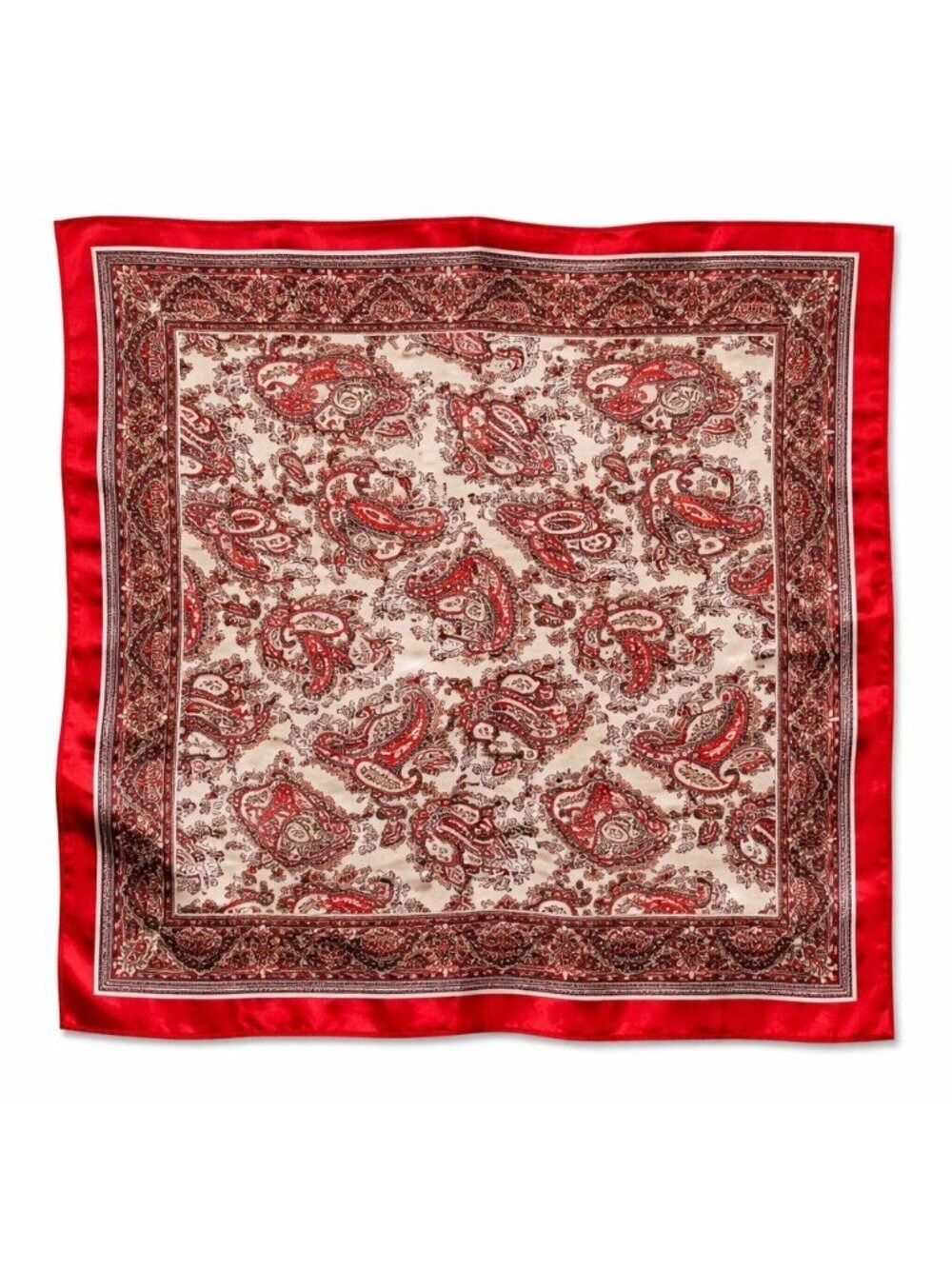 Red Paisley Wild Rag Scarf Satin Bandana Square Neck Scarf